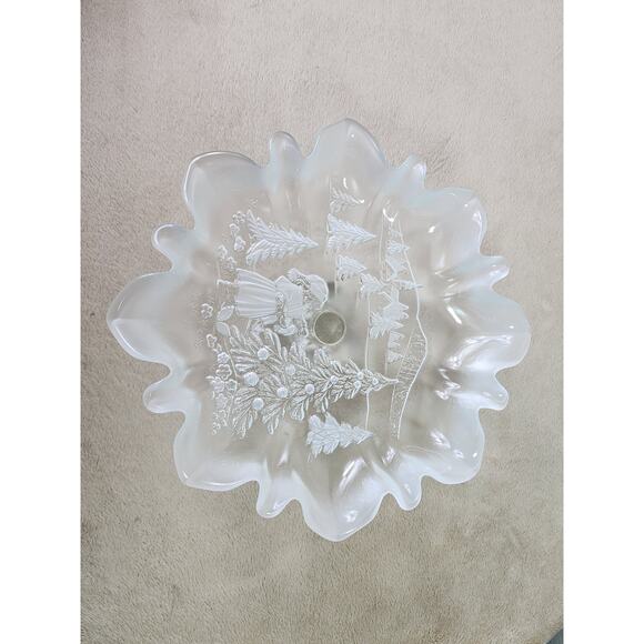 Mikasa Pedestal Footed Bon Candy Cookie Dish Clear Frosted Christmas 9 1/2" x 4" - Picture 8 of 14